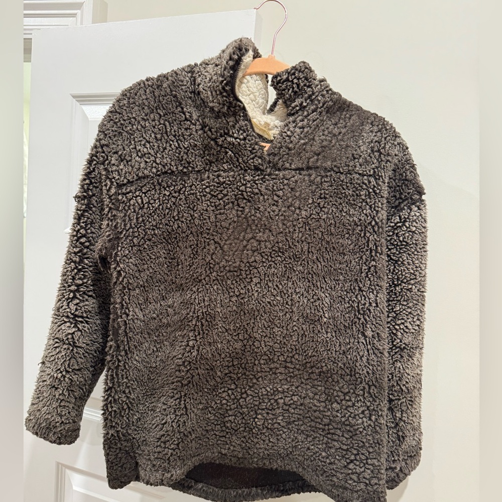 Peach Love California brown and cream Sherpa half zip